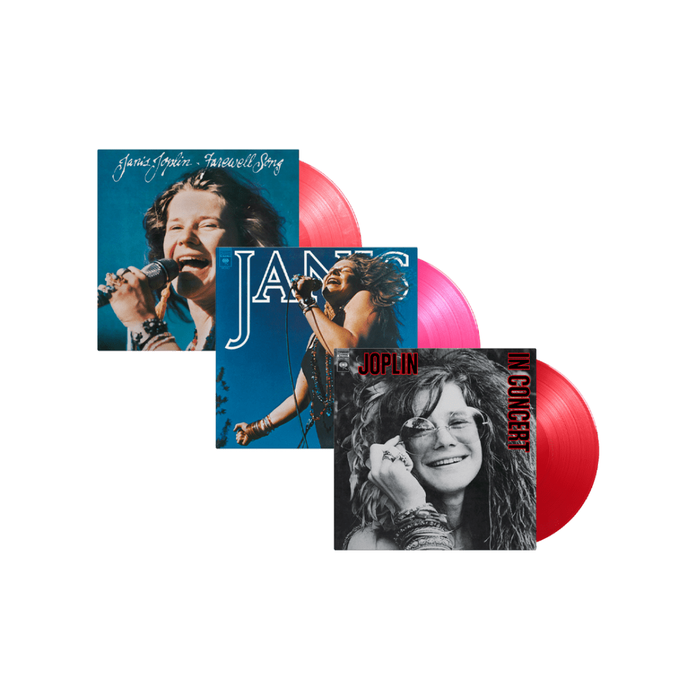 Joplin In Concert Red 2LP + Janis Magenta 2LP+ Farewell Song Red & White Marbled LP by Janis Joplin