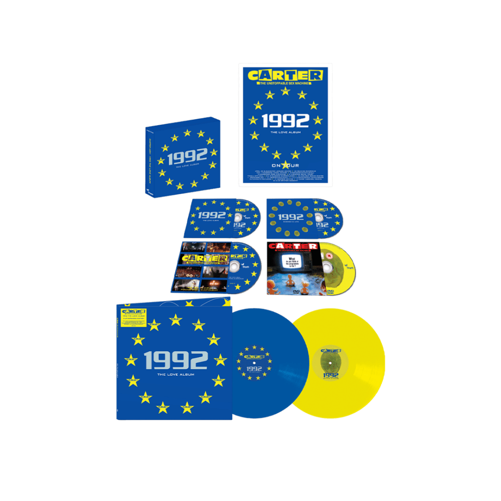 1992: The Love Album Blue & Yellow Double Vinyl + 4CD Boxset by Carter the Unstoppable Sex Machine