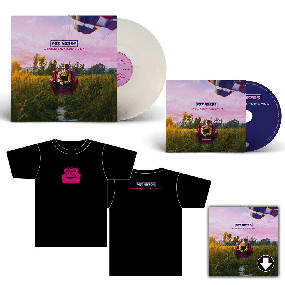 Intermittent Fast Living CD + Milky Clear Vinyl + Tee + Download by Pet Needs