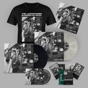 'Business As Usual' Pearl White Vinyl, All 3 Cassettes, CD, T-Shirt + Signed Print by The LaFontaines