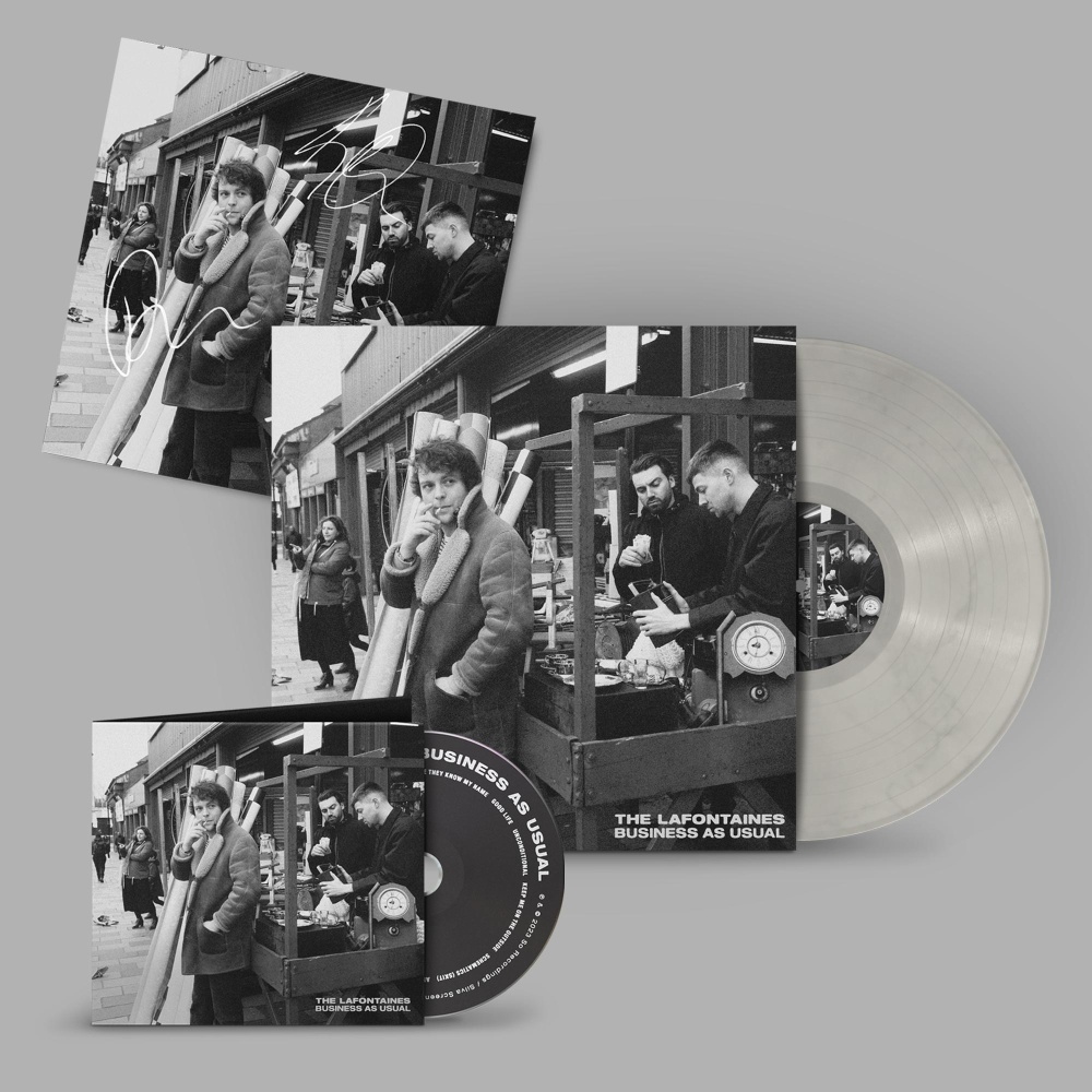 Business As Usual' Pearl White Vinyl, CD + Signed Print by The LaFontaines