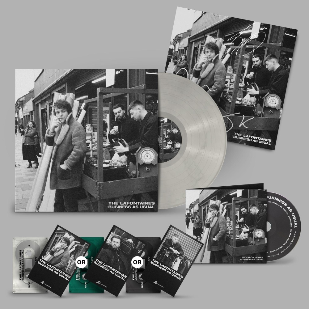 Business As Usual' Pearl White Vinyl, Choice of Cassette, CD + Signed Print by The LaFontaines