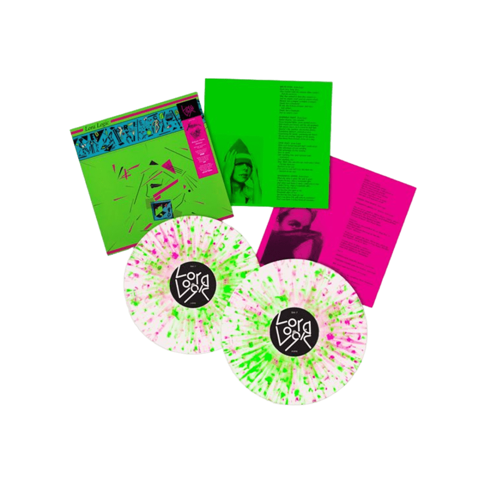 Pedigree Charm Deluxe RSD 2024 Fluorescent Green & Pink Splatter Double Vinyl by Lora Logic