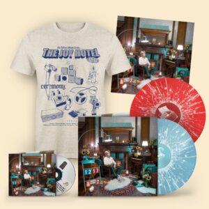 'Ceremony' Blue/Red Double Vinyl with White Splatter + CD + 'Flash-Book' T-Shirt + Signed Print by The Joy Hotel
