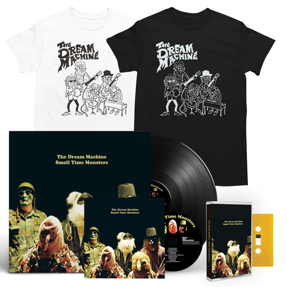 Small Time Monsters Black Vinyl LP + Brick Yellow Cassette + CD + T-Shirt with Signed Print by The Dream Machine