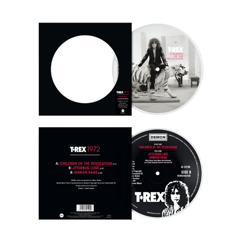 Children Of The Revolution / Jitterbug Love /  Sunken Rags 7" Picture Disc 7 Inch Vinyl by T. Rex