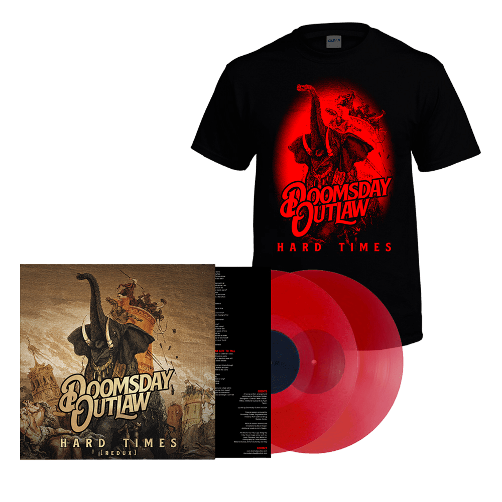 Hard Times Transparent Red Double Vinyl + T-Shirt by Doomsday Outlaw