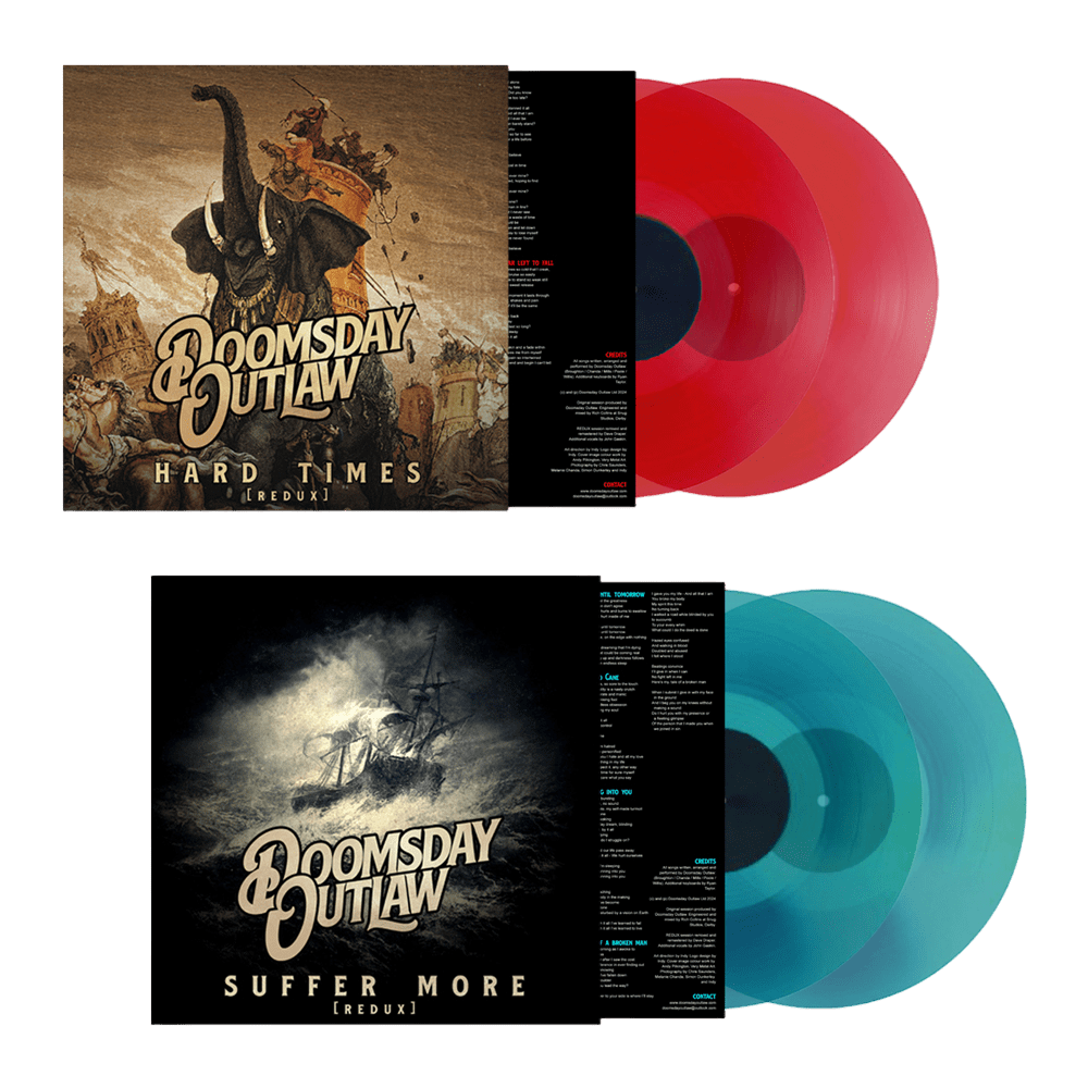 Hard Times Transparent Red Double Vinyl + Suffer More Transparent Blue Double Vinyl by Doomsday Outlaw