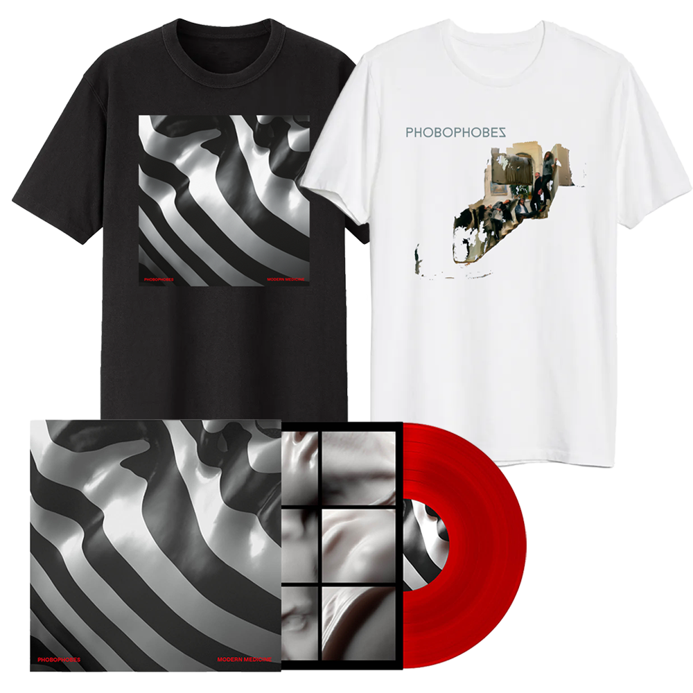 Modern Medicine Red Vinyl + Black T-Shirt + White T-Shirt by Phobophobes