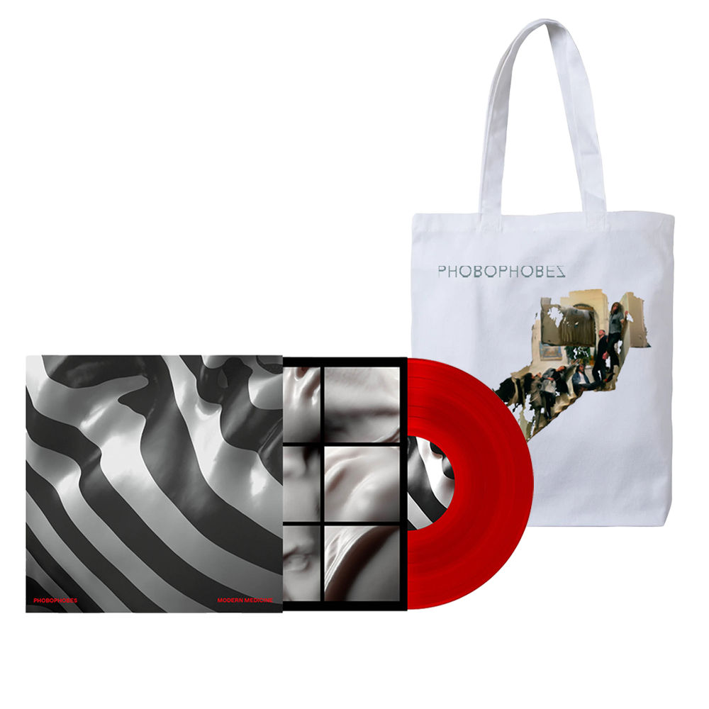 Modern Medicine Red Vinyl + Tote Bag by Phobophobes