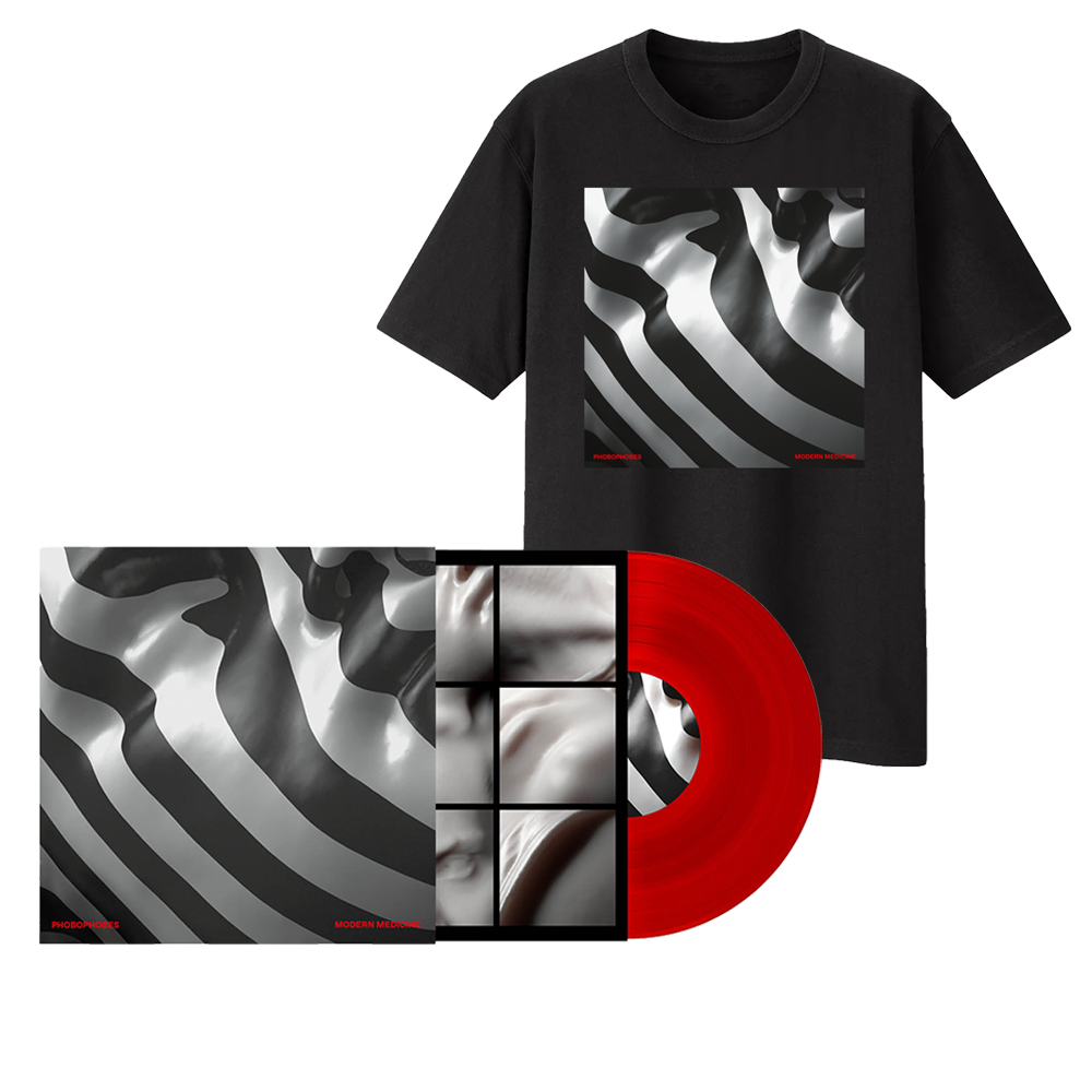 Modern Medicine Red Vinyl + Black T-Shirt by Phobophobes