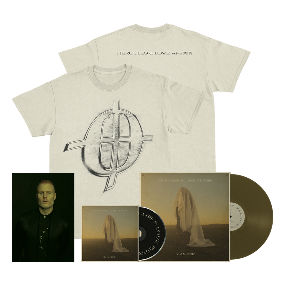In Amber CD Album + Limited Edition Transparent Amber Double Vinyl (Exclusive) + Coda Cream T-Shirt + Signed Print by Hercules & Love Affair