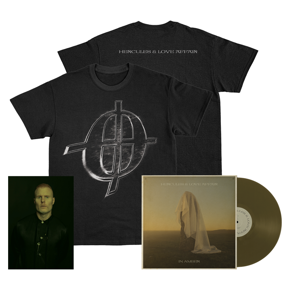 In Amber Limited Edition Transparent Amber Double Vinyl (Exclusive) + Coda Black T-Shirt + Signed Print by Hercules & Love Affair