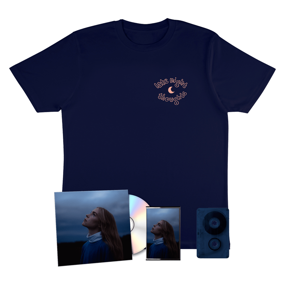 late night thoughts cd album, limited edition cassette & t-shirt by shy martin