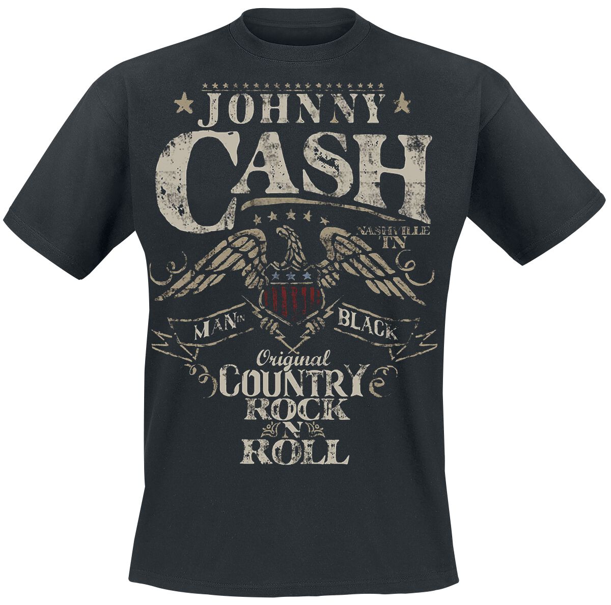 Johnny Cash T-Shirt Original Country Rock n Roll S to 3XL for Men black
