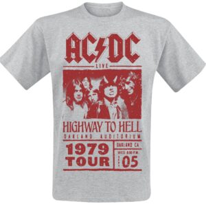 AC/DC T-Shirt Highway To Hell Red Photo 1979 Tour S to XXL for Men mottled grey