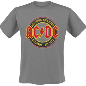 AC/DC T-Shirt High Voltage Rock 'N' Roll Australia Est. 1973 S to XXL for Men grey
