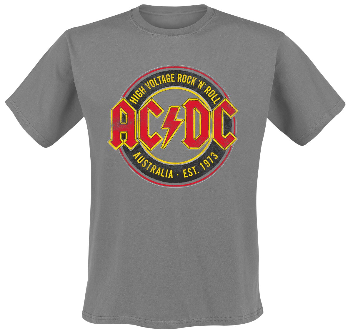 AC/DC T-Shirt High Voltage Rock 'N' Roll Australia Est. 1973 S to XXL for Men grey