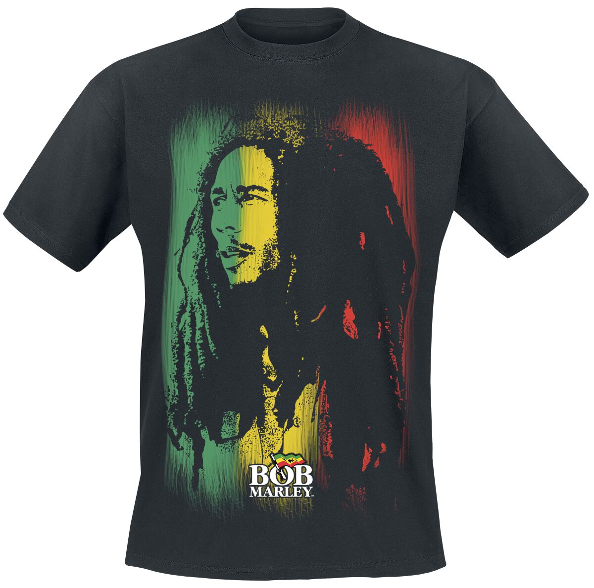 Bob Marley T-Shirt Stare Paint Stripe M to 4XL for Men black