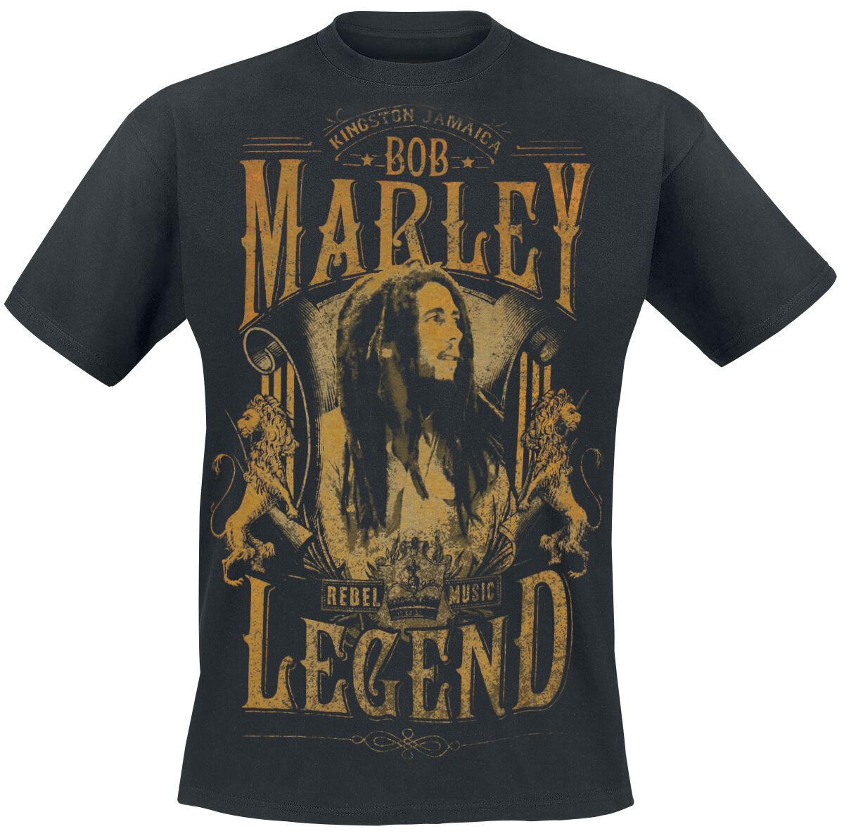 Bob Marley T-Shirt Rebel Legend S to 5XL for Men black