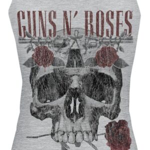 Guns N' Roses Top Flower Skull L to XL for Women mottled grey