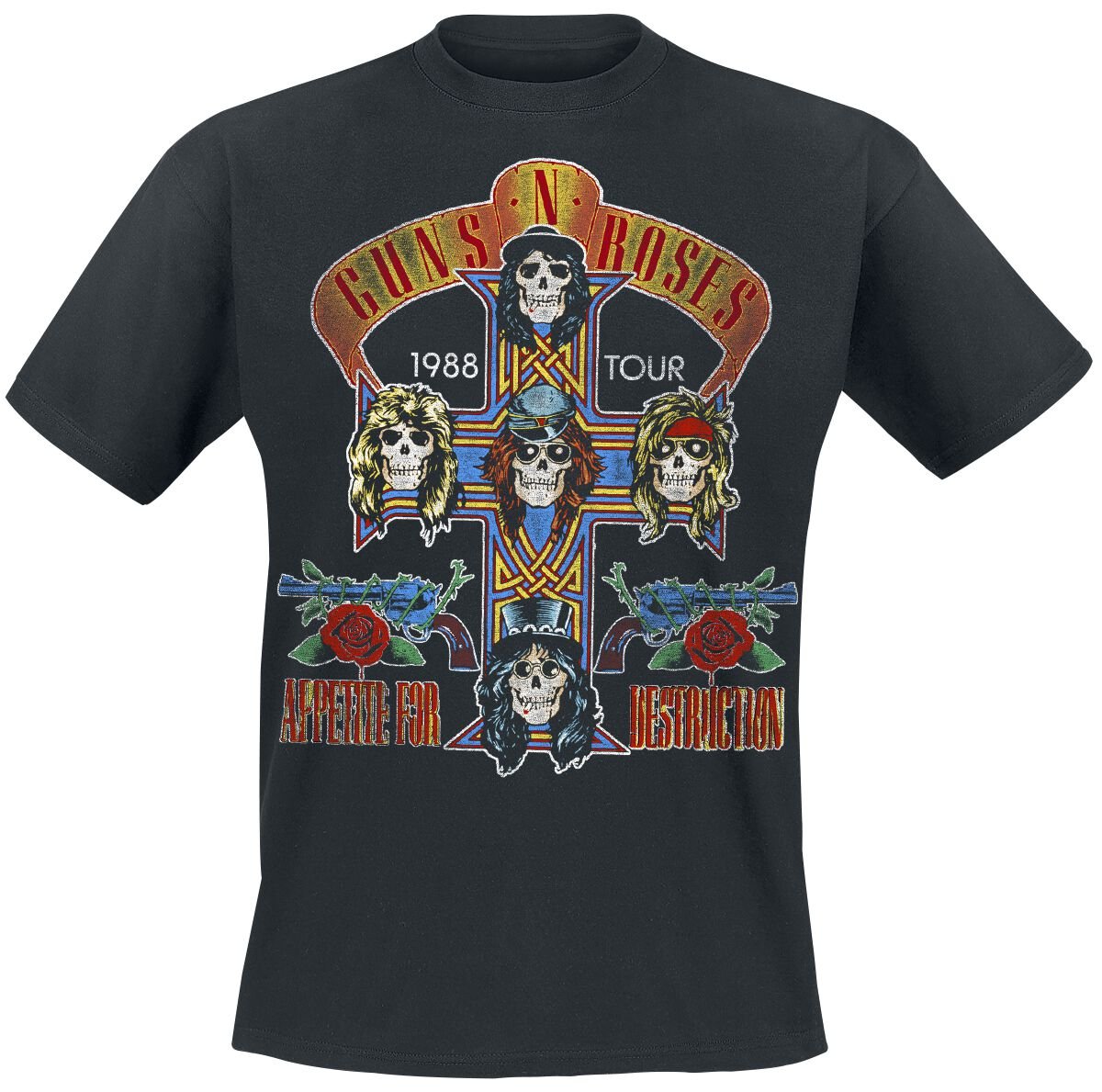 Guns N' Roses T-Shirt Tour 1988 M to 5XL for Men black