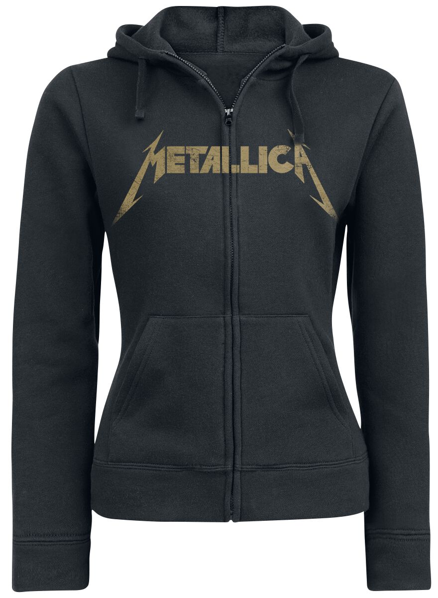 Metallica Hoodie Jacket Hetfield Iron Cross Guitar M to XXL for Women black