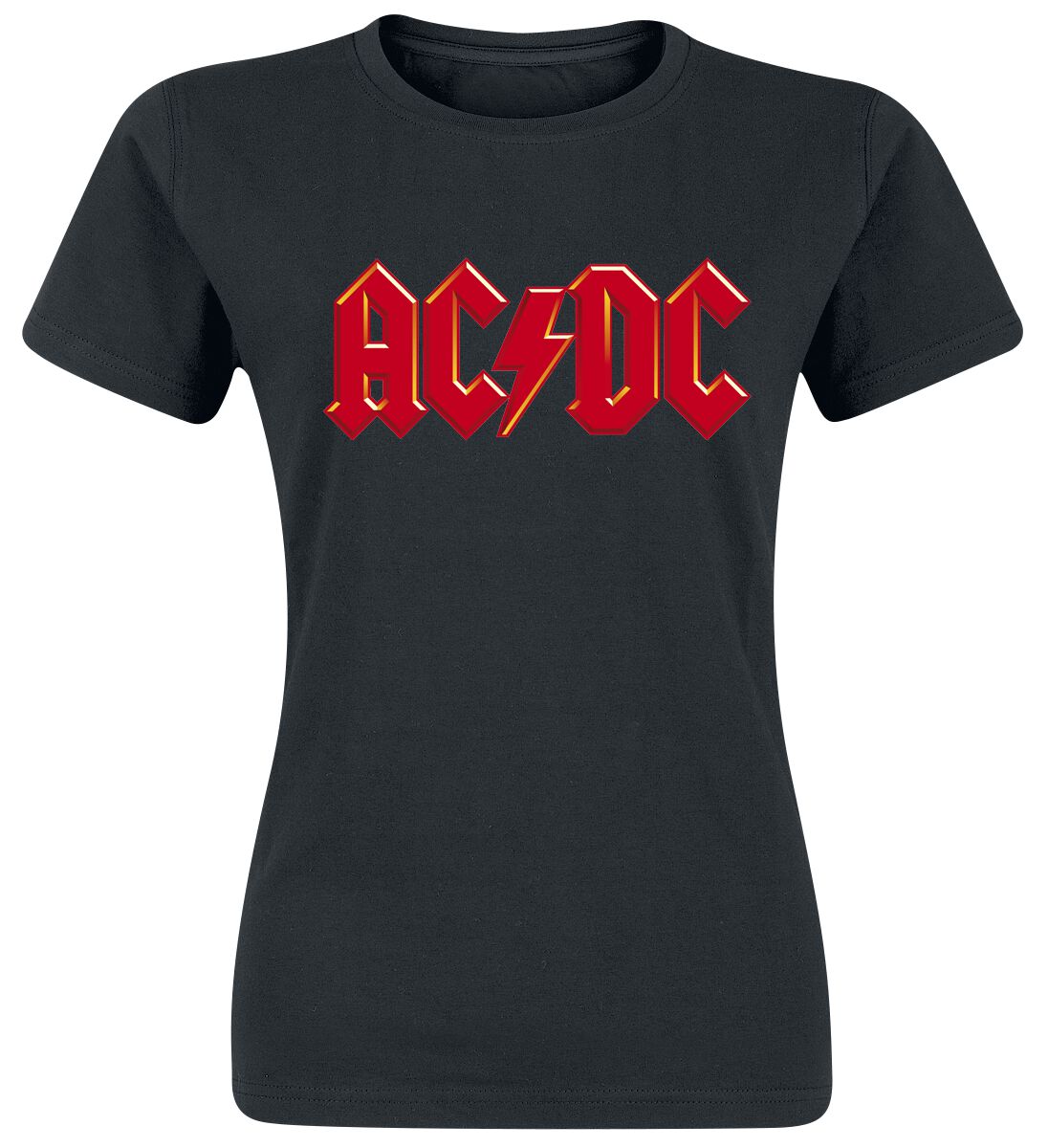 AC/DC T-Shirt Red Logo S to XXL for Women black