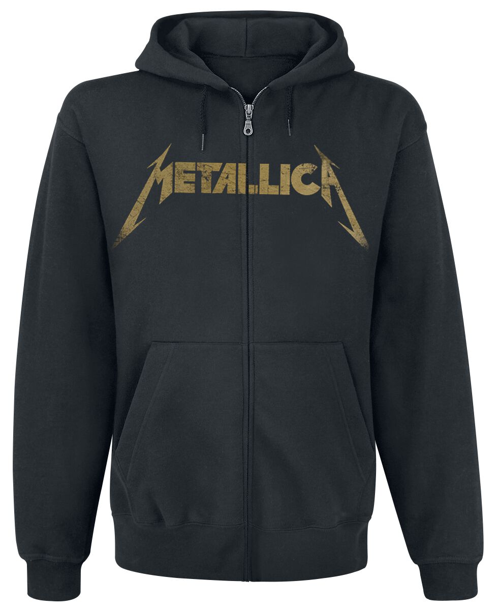 Metallica Hoodie Jacket Hetfield Iron Cross Guitar S to XXL for Men black