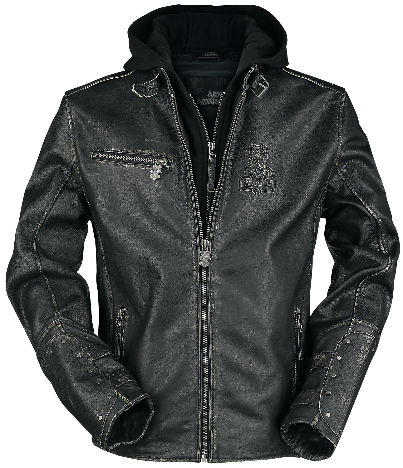 Amon Amarth Leather Jacket Thorhammer S to 3XL for Men black