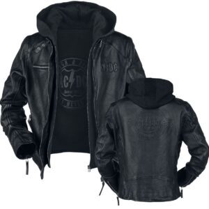 AC/DC Leather Jacket Rock & Roll Will Never Die S to 3XL for Men black