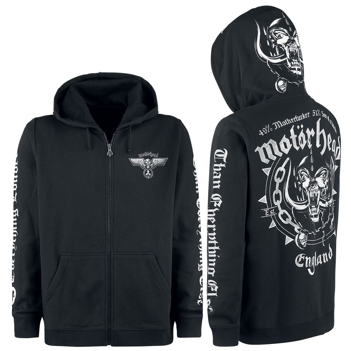 Motorhead Hoodie Jacket England M to 3XL for Men black