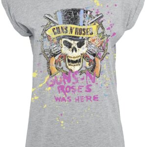 Guns N' Roses T-Shirt Top Hat Splatter S to 5XL for Women mottled grey