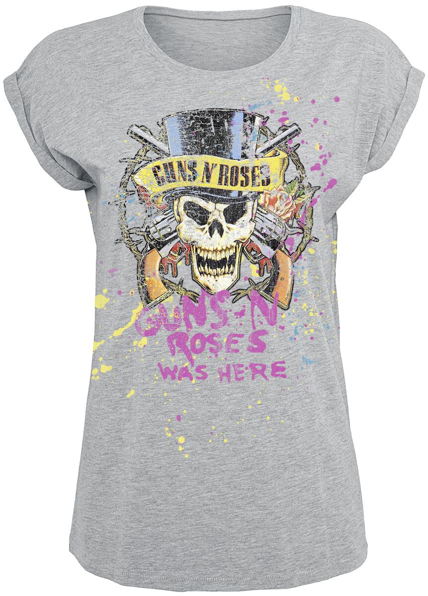 Guns N' Roses T-Shirt Top Hat Splatter S to 5XL for Women mottled grey