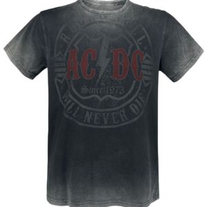 AC/DC T-Shirt Rock & Roll Will Never Die M to 4XL for Men dark grey