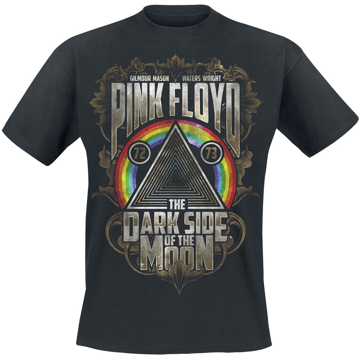 Pink Floyd T-Shirt Dark Side Gold Leaves S to XXL for Men black