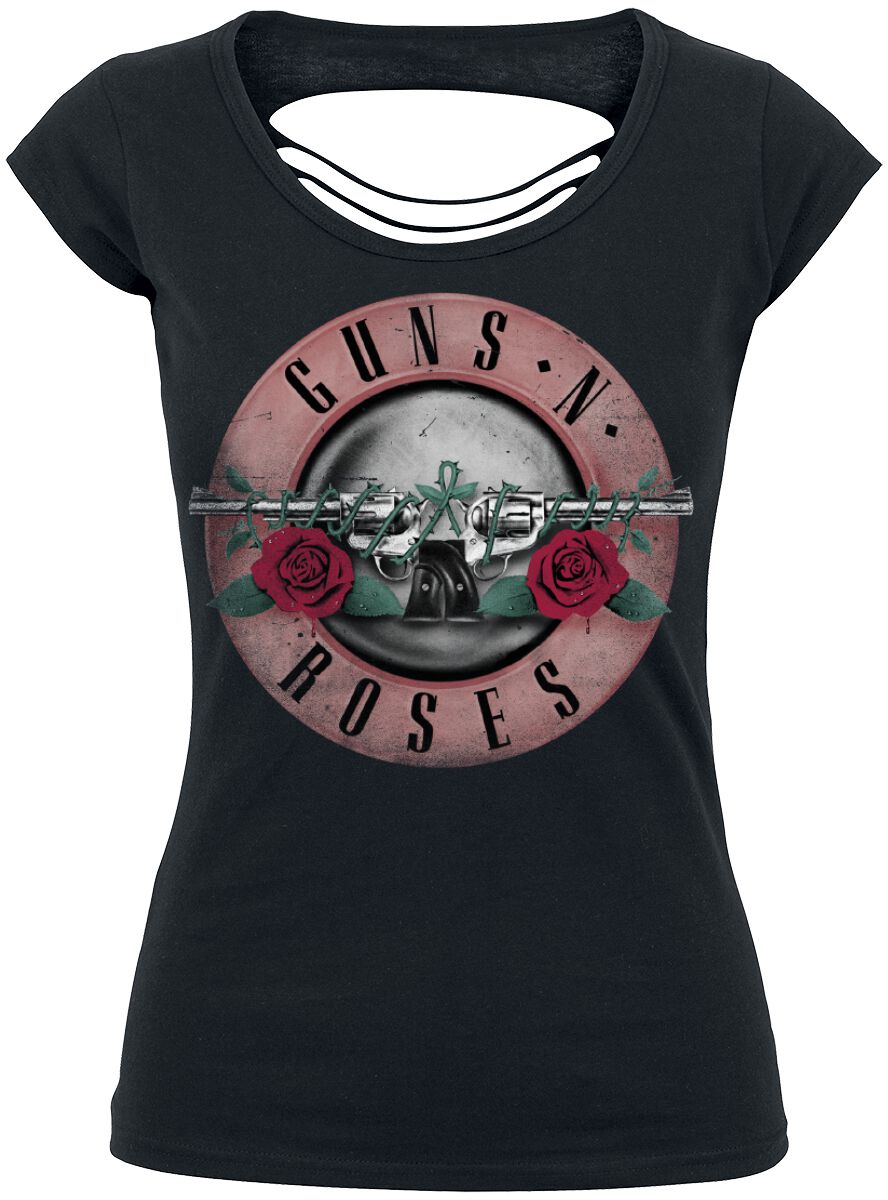 Guns N' Roses T-Shirt Pink Bullet S to XL for Women black