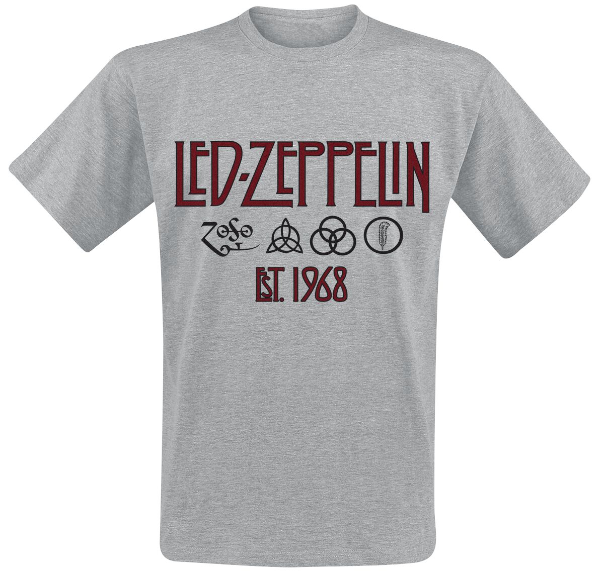 Led Zeppelin T-Shirt Symbols Est. 1968 S to 3XL for Men mottled grey