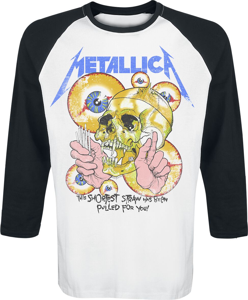 Metallica Long-sleeve Shirt Shortest Straw S to XXL for Men white-black