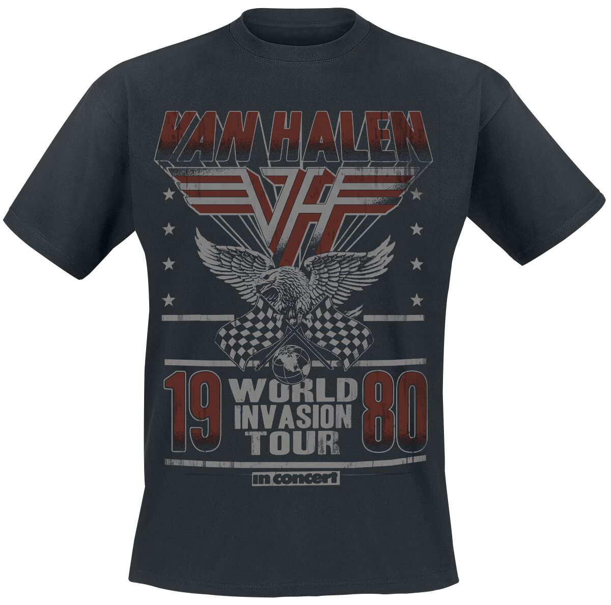 Van Halen T-Shirt World Invasion Tour 1980 S to 3XL for Men black