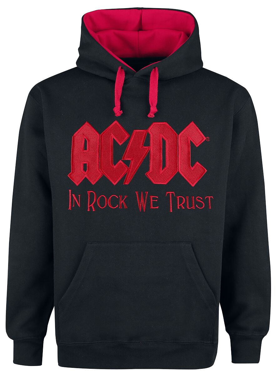 AC/DC Hoodie In Rock We Trust S to 4XL for Men black-red