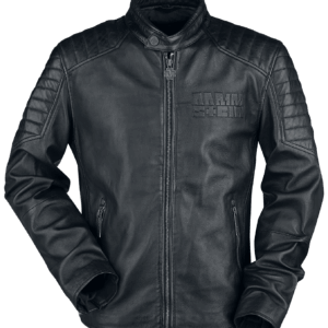 Rammstein Leather Jacket Logo S to 5XL for Men black