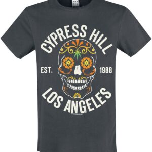 Cypress Hill T-Shirt Amplified Collection Floral Skull S to 3XL for Men charcoal
