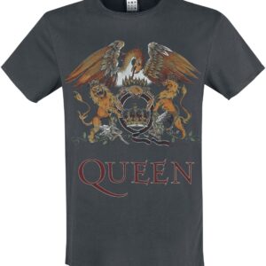 Queen T-Shirt Amplified Collection Royal Crest S to 3XL for Men charcoal