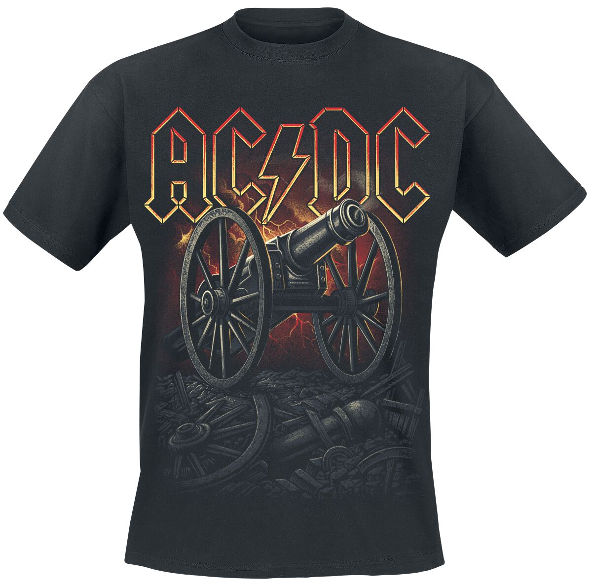 AC/DC T-Shirt About To Rock Canon Red M to XXL for Men black