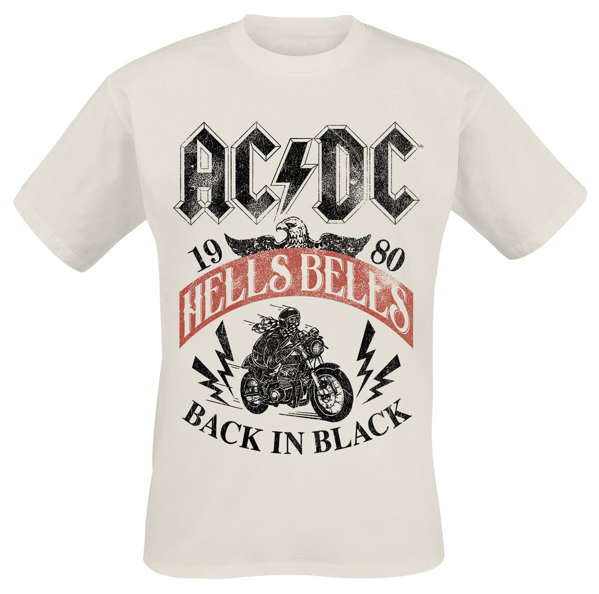 AC/DC T-Shirt Hells Bells 1980 S to XXL for Men beige
