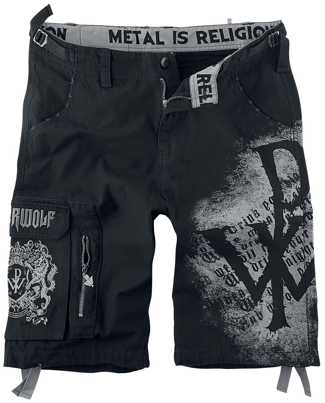 Powerwolf Shorts EMP Signature Collection M to 3XL for Men black-grey