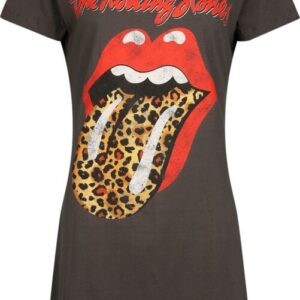 The Rolling Stones Mini Dress Amplified Collection Leopard Print Tongue S to XL for Women charcoal