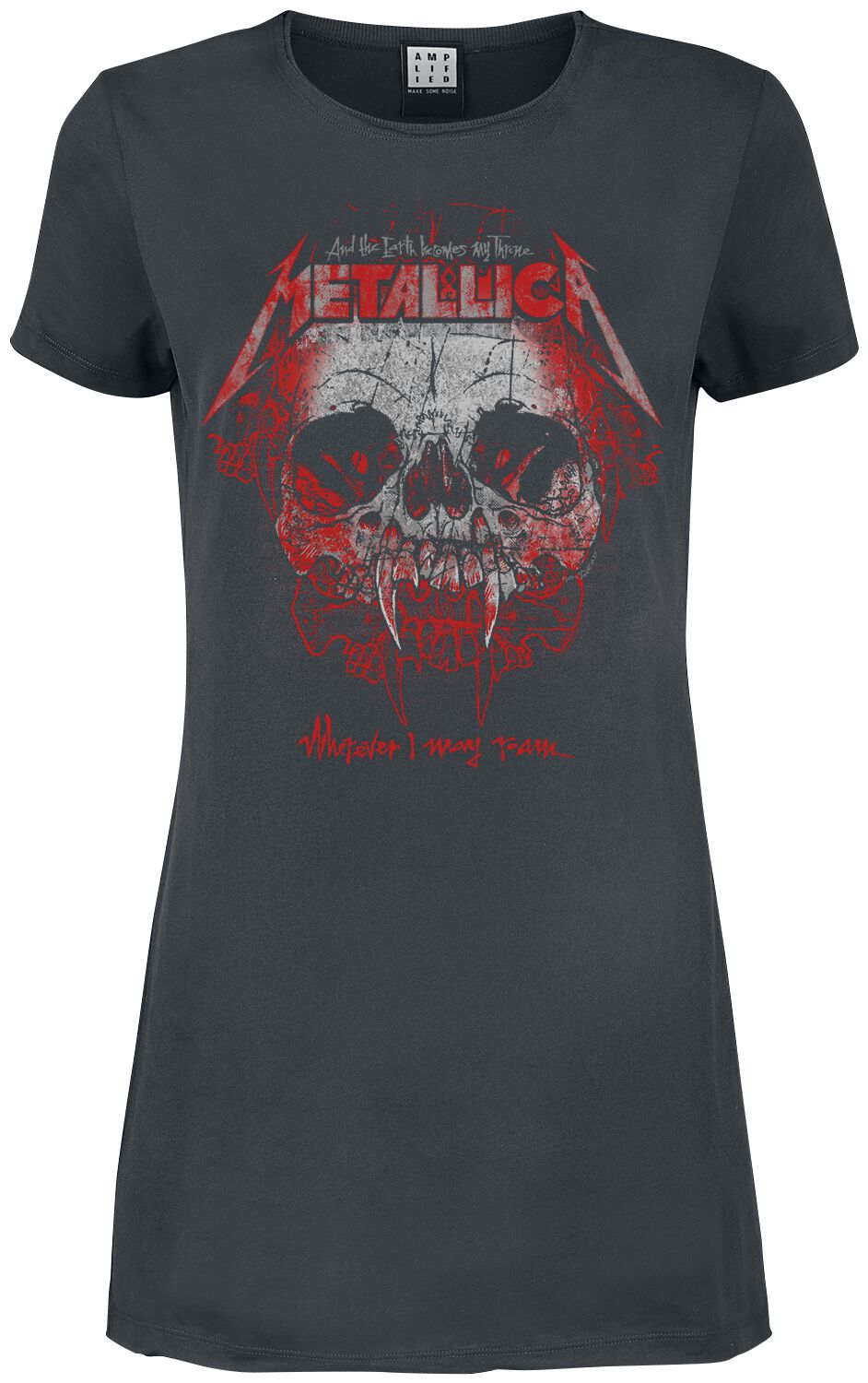 Metallica Mini Dress Amplified Collection Wherever I May Roam S to XXL for Women charcoal