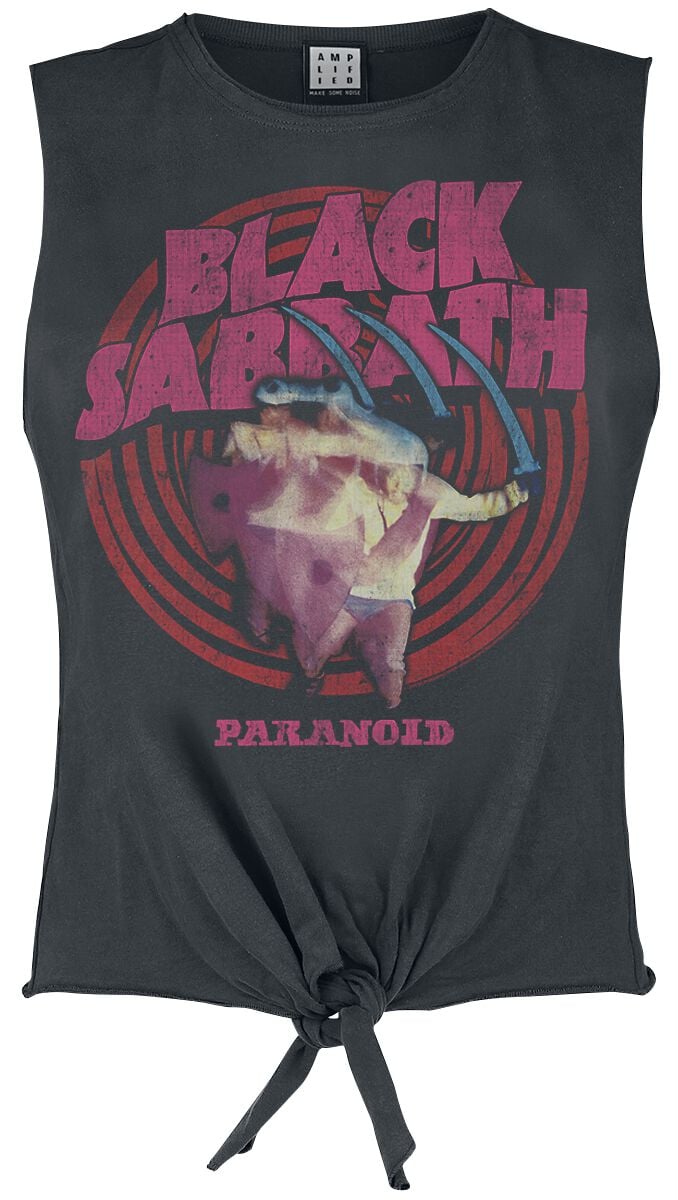 Black Sabbath Top Amplified Collection Paranoid S to XL for Women charcoal